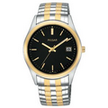 Pulsar Men's Two-Tone Bracelet and Case Watch w/ Black Round Dial